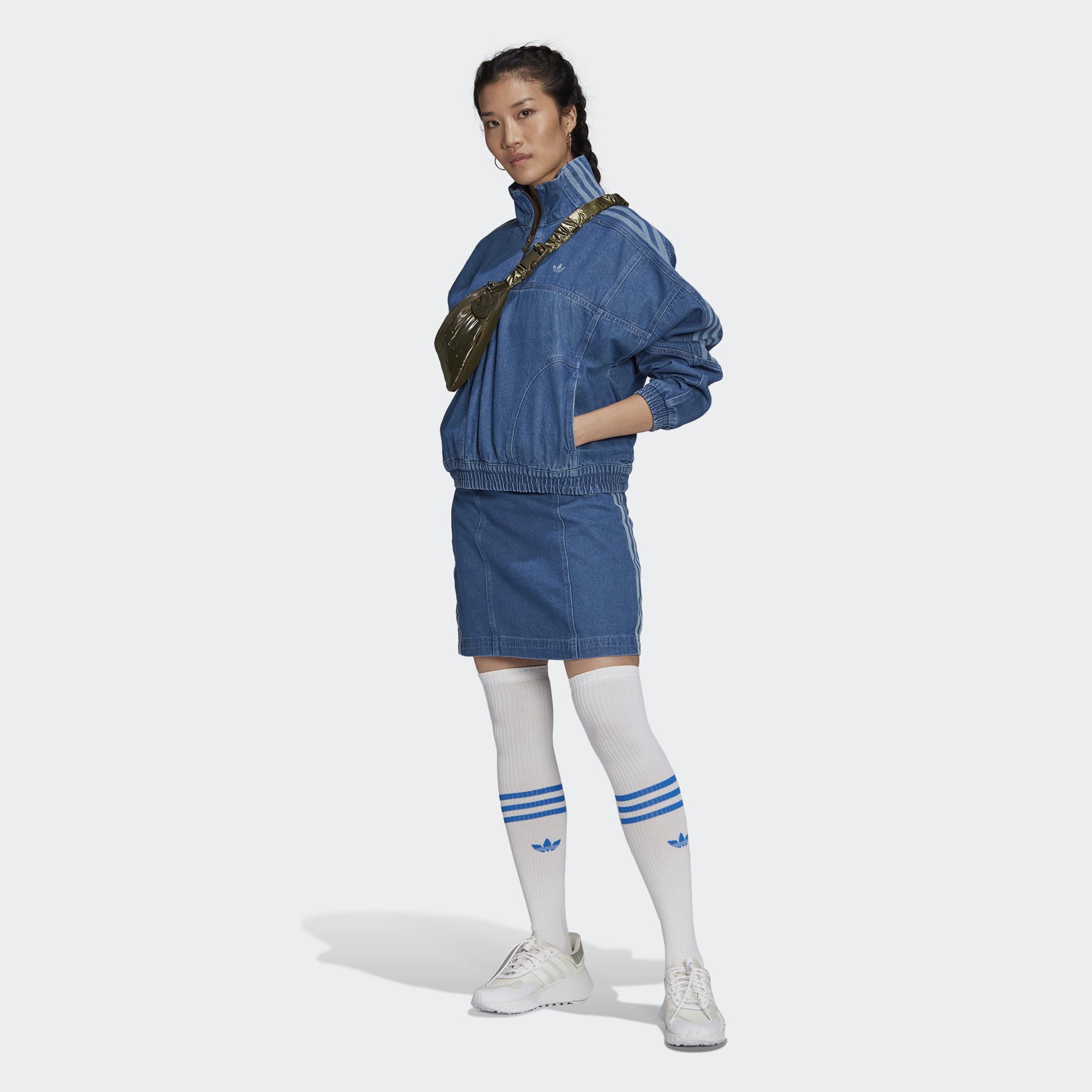 adidas ORIGINALS Adicolor Denim Cropped Track Top Women blue H11515